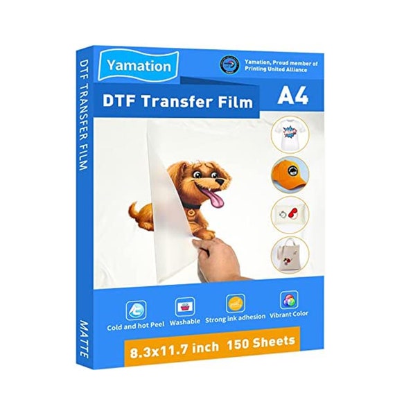 Yamation DTF Transfer Film: A4 8.3 X 11.7 Premium Double-sided Matte Finish  PET Transfer Paper Direct to Film for T-shirts 