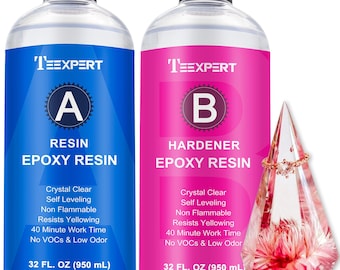 Teexpert Epoxy Resin Crystal Clear 64OZ, 2 Part Kit Fast Curing Heat Resistant Resin for Casting, Coating, Art Crafts, Jewelry & Wood Table