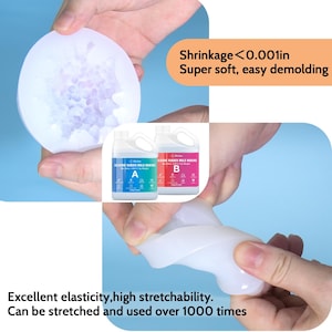 JDiction Silicone Mold Making Kit, Super Elastic Liquid Silicone Rubber for Mold Making Casting Resin Molds/Silicone Molds/Candle Soap Molds image 5
