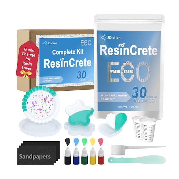 Jdiction Resincrete Kit, Fast Curing Complete Resin Kit for Beginners 
