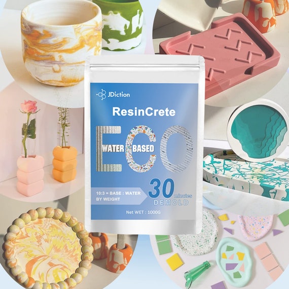 Jdiction Resincrete, Water Based Casting Resin for Beginners, 20-30minutes  Demold, Fast Curing Terrazzo Resin, Self Leveling Coating Resin 