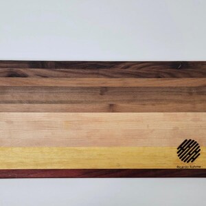 Cartagena - Handmade Charcuterie Board | Cheese Board | Wood Cutting Board Made with Real Walnut, Maple, Purpleheart, and Padauk Wood