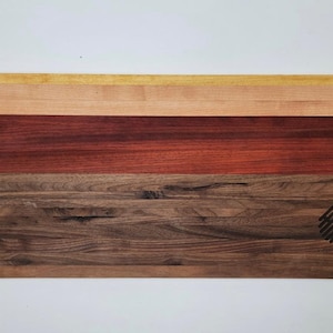 Atlanta - Handmade Charcuterie Board, Cheese Board, Cutting Board Made with Real Maple, Walnut, Purpleheart and Yellowheart Wood