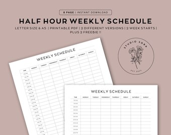 Printable Half Hour Weekly to Do List Minimalist Overview - Etsy