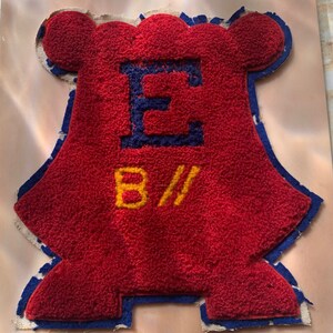 1940s Vintage Letterman Jacket Patch: Red, Blue & Gold 'E'
