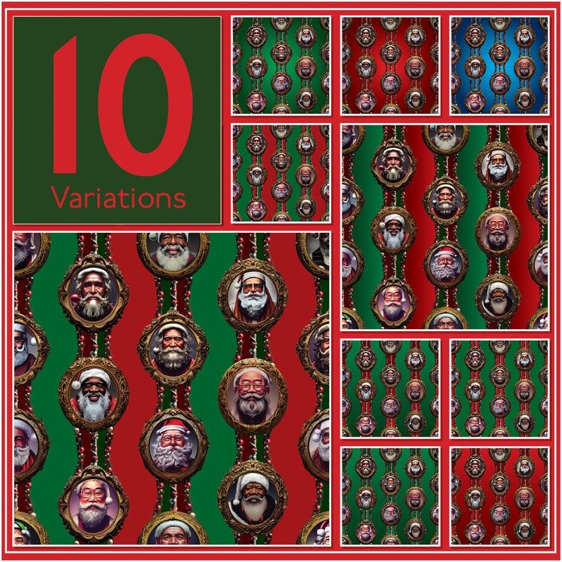 Santa Variations Santa Faces — Around the World! - Etsy