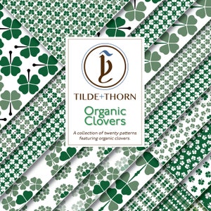 St. Patrick's Day Digitales Papier. Nahtloses organisches vierblättriges Kleeblatt Muster geeignet für Hintergründe, Scrapbooking und Basteln.