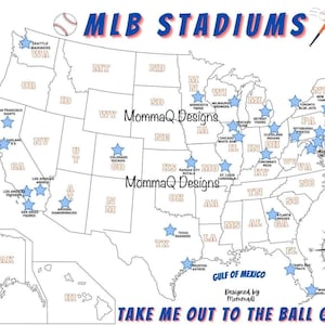 MLB Stadiums map poster print, perfect gift to baseball enthusiasts