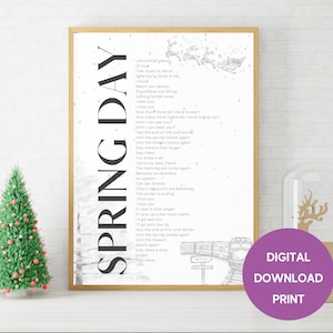 BTS Spring Day Lyrics, Poster Print, Digital Download, Kpop Wall Art, Korean Quote, BTS Army, Perfect For Your Home, You Never Walk Alone