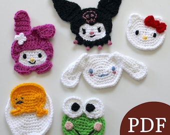 6 Kawaii Characters | Crochet Appliqué Pattern