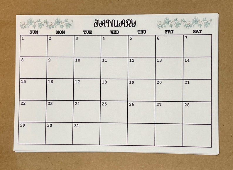 20242025, A5 Calendar Stickers 5x7.5, CHOOSE Start Month, Flowers