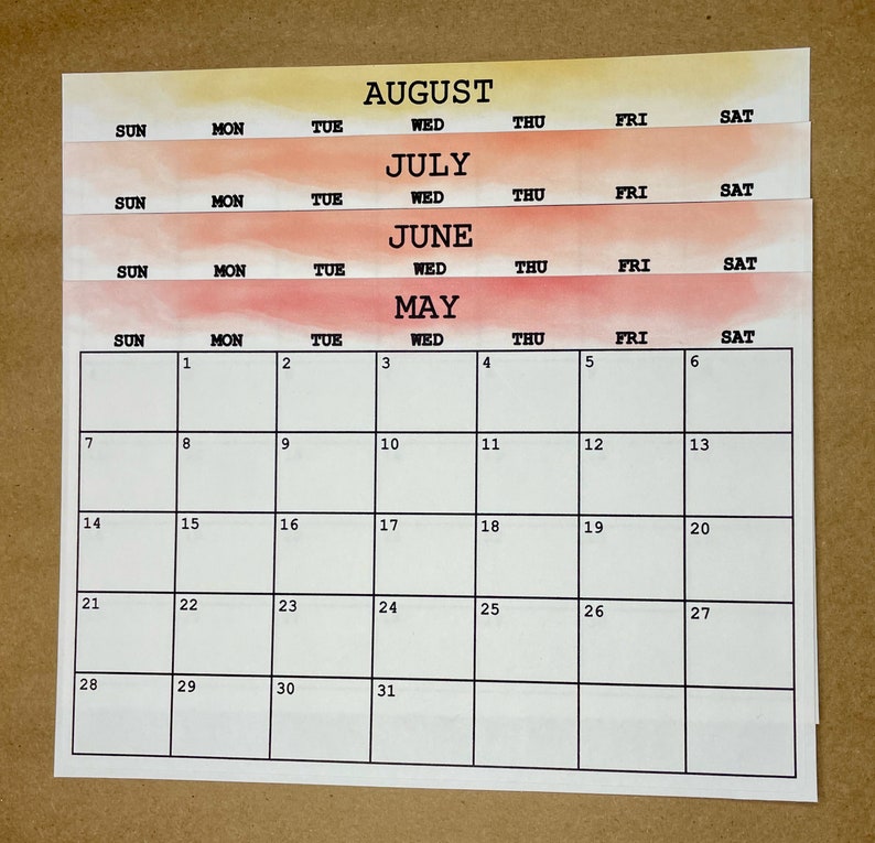 20242025, A5 Calendar Stickers 5x7.5, CHOOSE Start Month, Rainbow