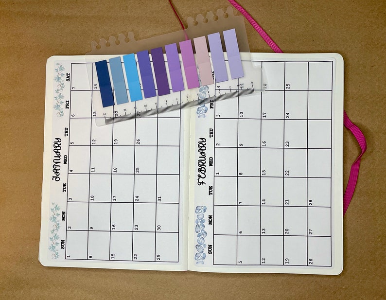 20242025, A5 Calendar Stickers 5x7.5, CHOOSE Start Month, Flowers/botanical Designs, 1 Page