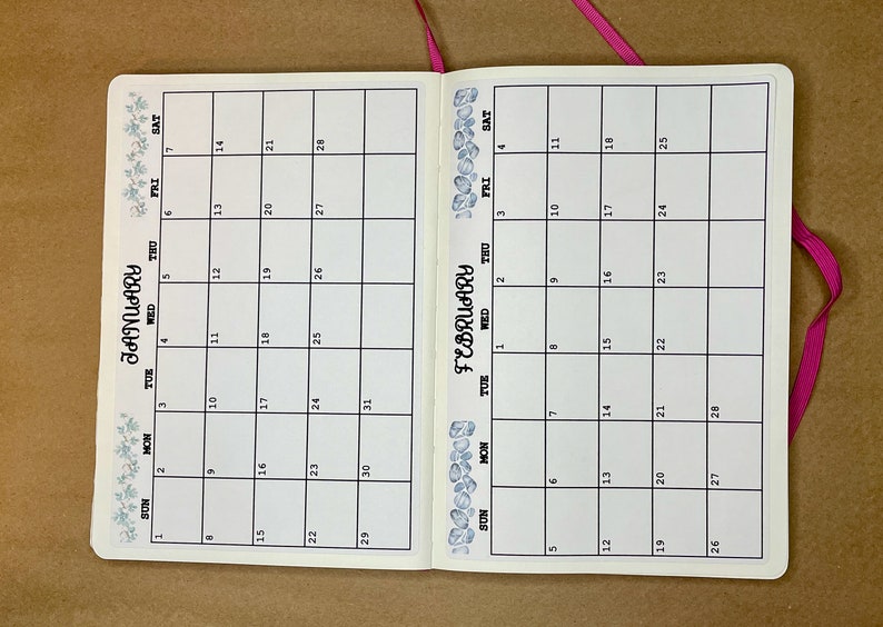 20242025, A5 Calendar Stickers 5x7.5, CHOOSE Start Month, Flowers/botanical Designs, 1 Page