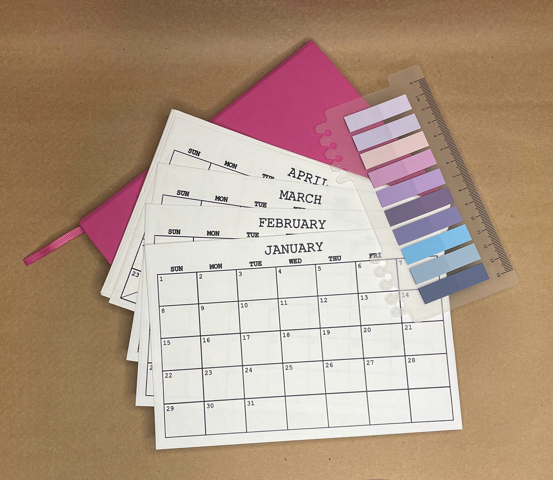 20242025, A5 Calendar Stickers 5x7.5, CHOOSE Start Month, Typewriter