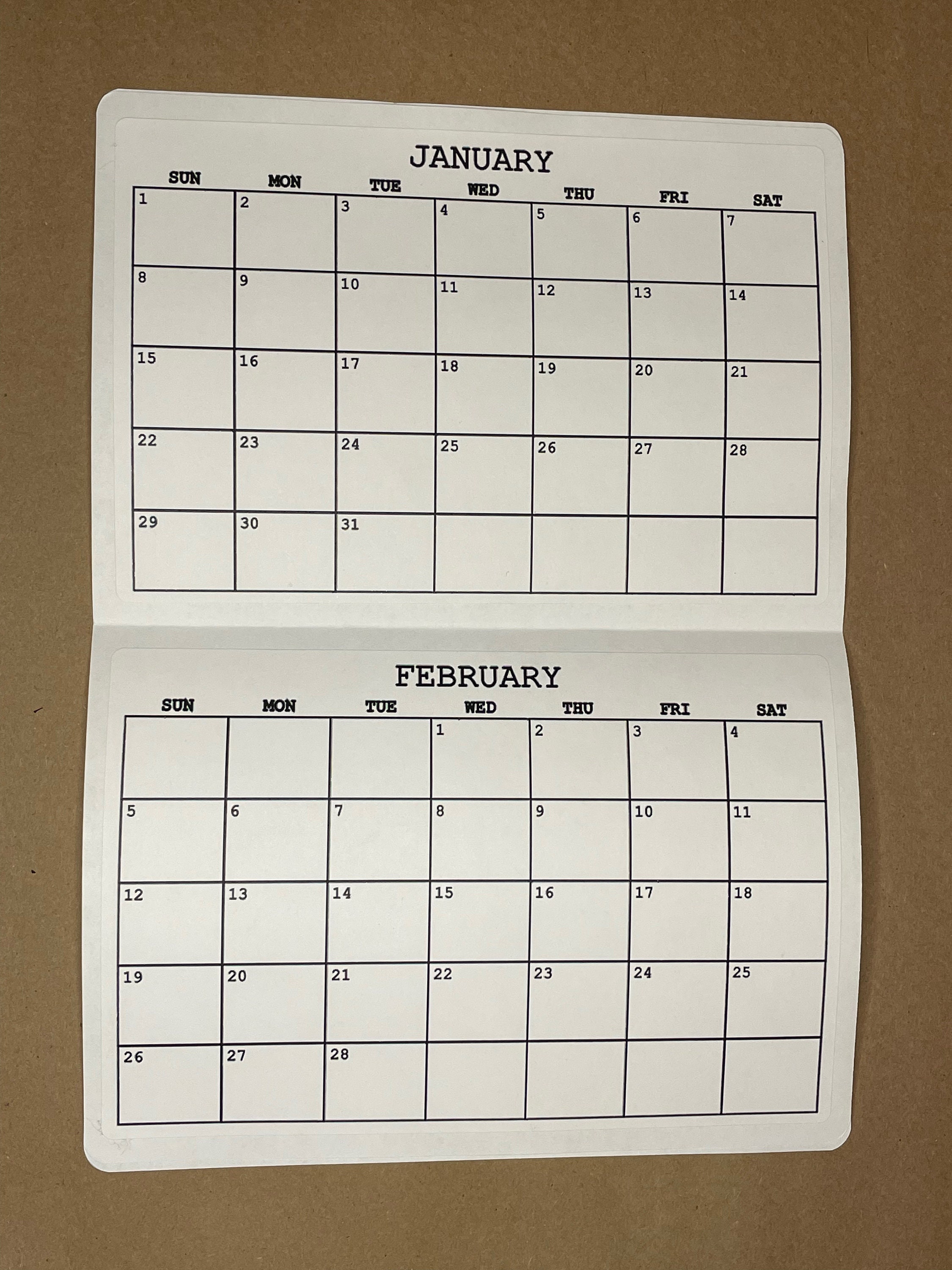 20242025, A5 Calendar Stickers 5x7.5, CHOOSE Start Month, Typewriter