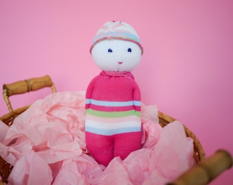 Regalo recién nacido primer cumpleaños regalo baby shower regalo de Navidad para niño muñeca calcetín regalo único para niño muñeca suave muñeca de felpa rosa