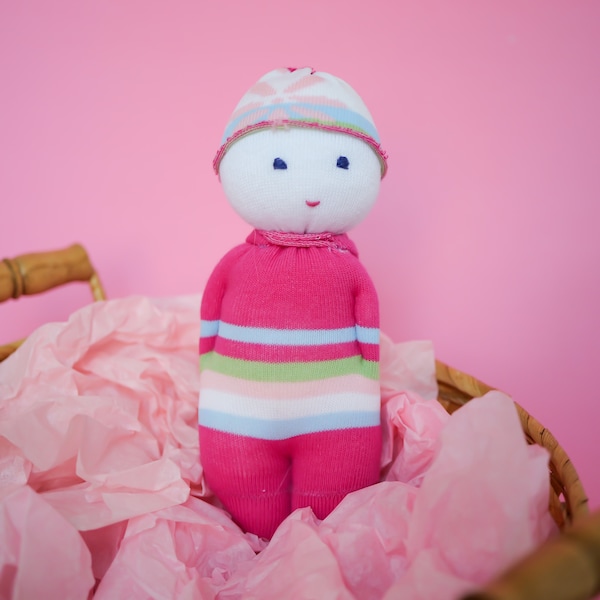 Gift newborn first birthday gift baby shower gift Christmas gift for child sock doll unique gift for child soft doll pink plush doll