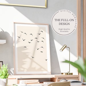Boho Poster/image, IMPRIMABLE, beige Cream Birds minimaliste Living Room Decor, Digital DOWNLOAD Print.