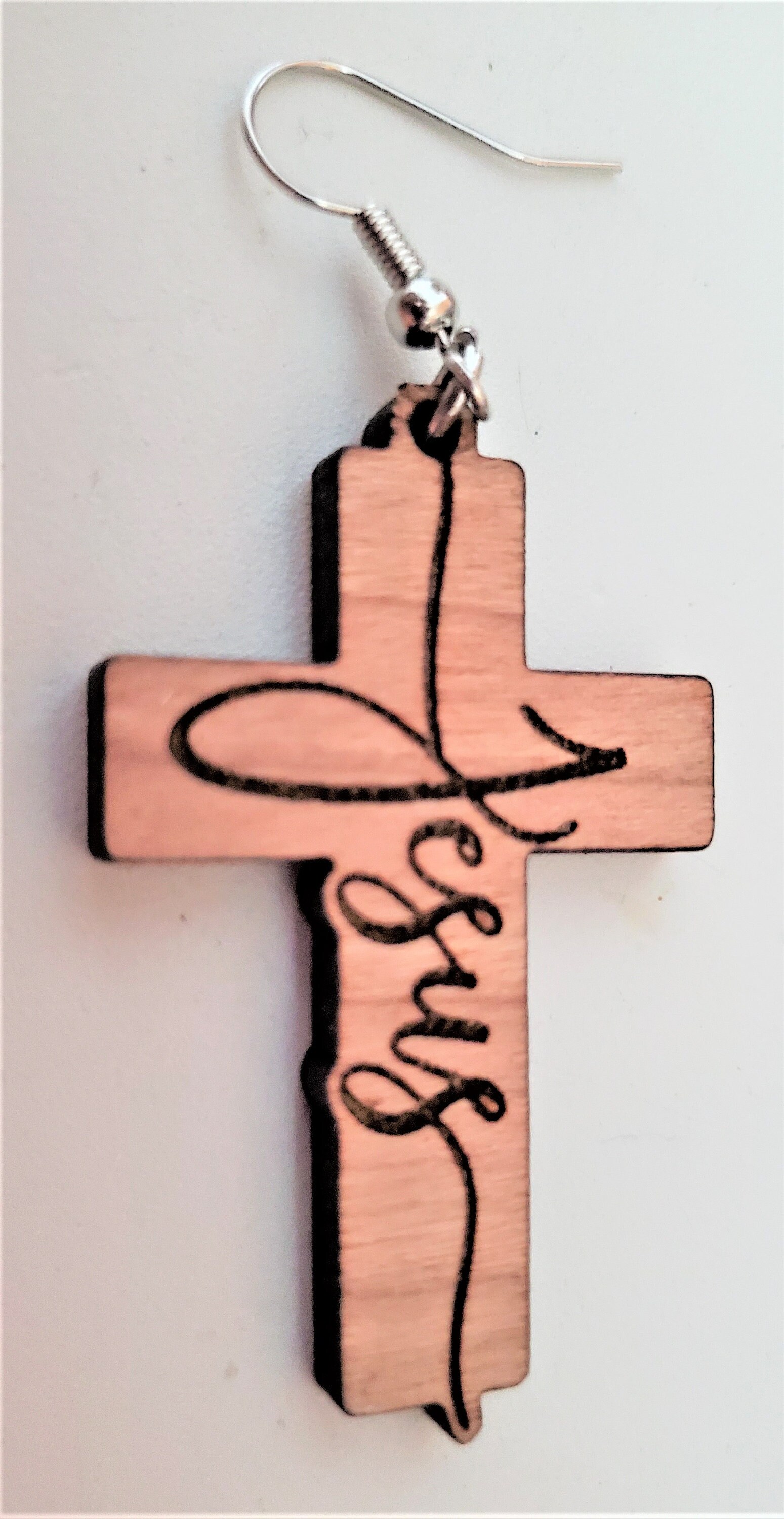 Wooden Cross Earrings Etsy