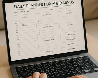ADHS Tagesplaner Printable | Neurodiversent Organizer PDF | Fokus & Produktivität Journal | Habit Tracker | Self-Care Routine Planer