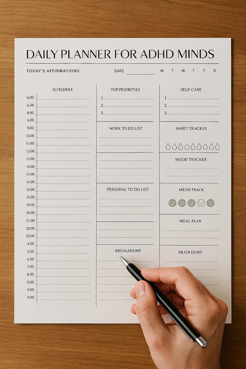 ADHD Daily Planner Printable | Neurodivergent Organizer PDF | Focus ...