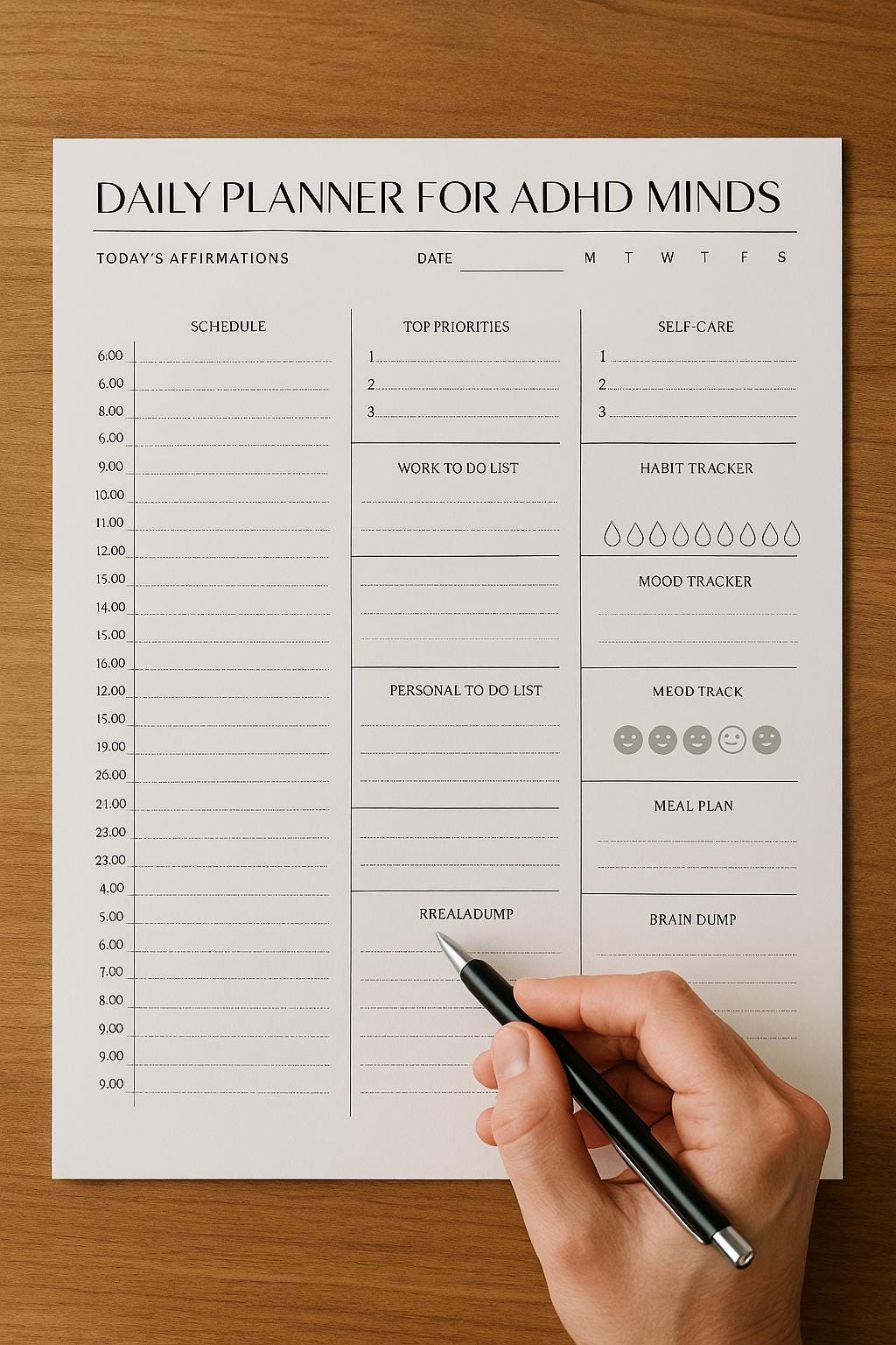 ADHD Daily Planner Printable | Neurodivergent Organizer PDF | Focus ...