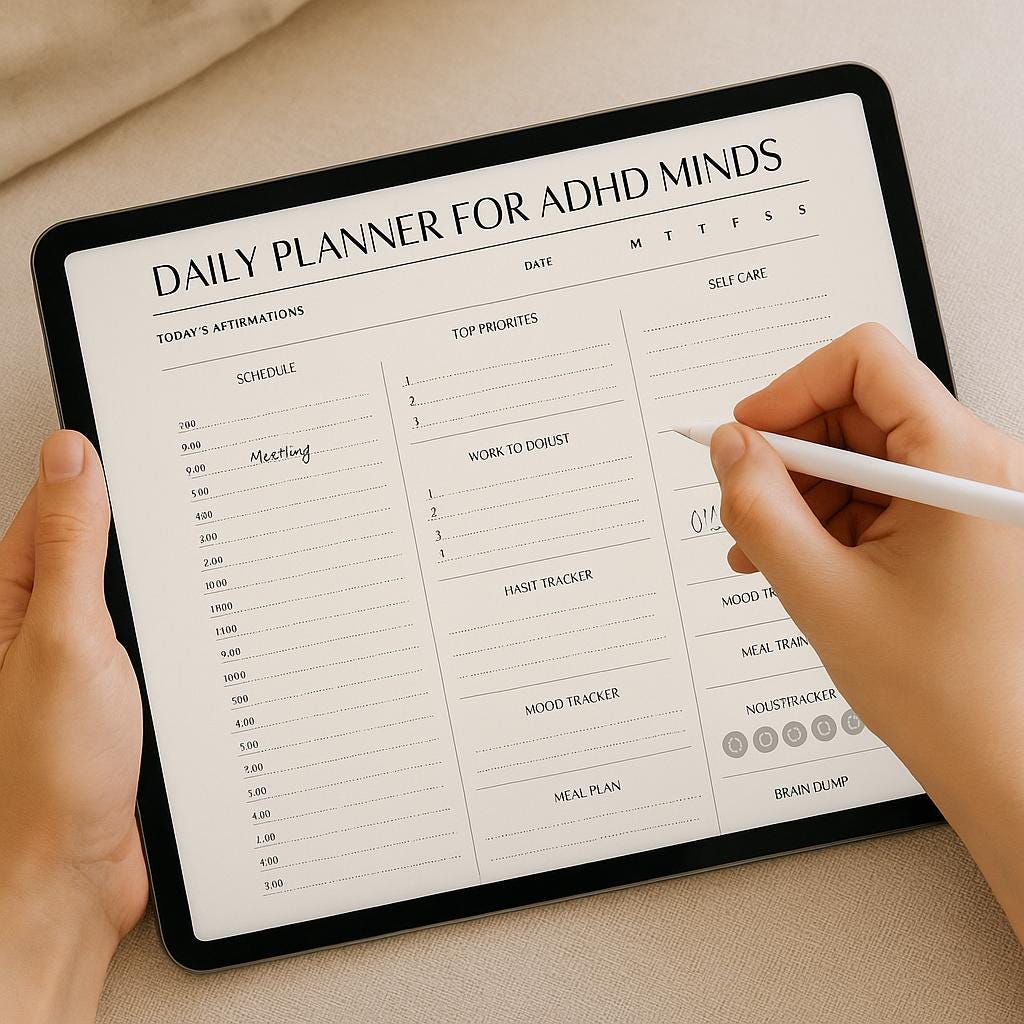 ADHD Daily Planner Printable | Neurodivergent Organizer PDF | Focus ...