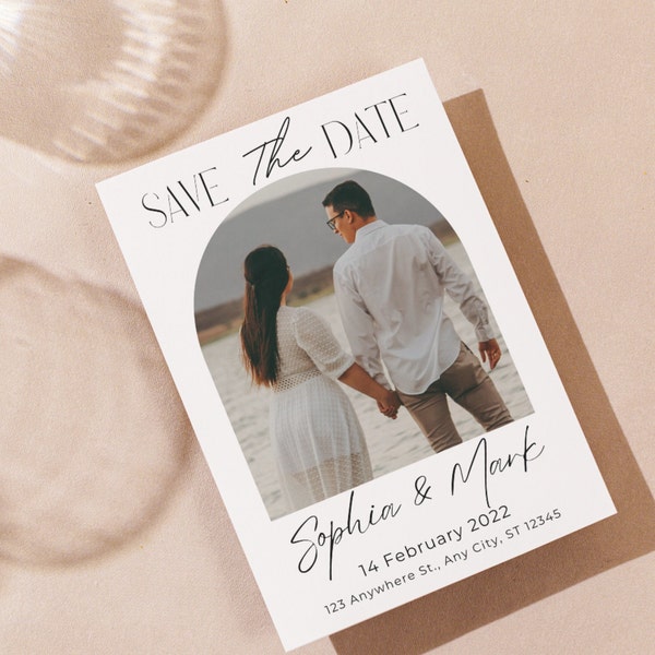 Save the Date , Editable Template,  Upload your photo , Agenda la fecha , Elegant,  Minimalist , Digital card, Printable Card