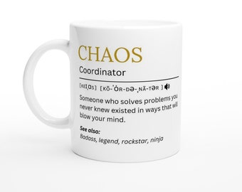 Mug à café coordinateur du chaos, cadeau pour votre collègue, idée cadeau, cadeaux de bureau, coordinateur, assistant, chef de projet, Scrum Master