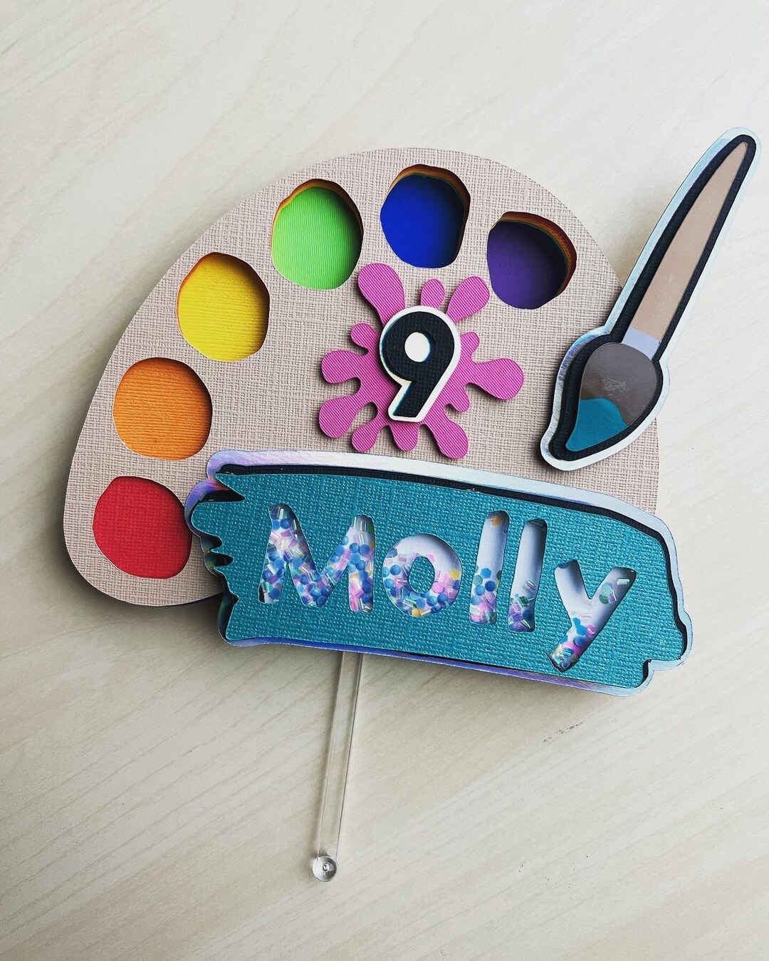 Paint Party Cake Topper Palette Cake Topper Birthday Shaker Cake Topper Tween Birthday Paint