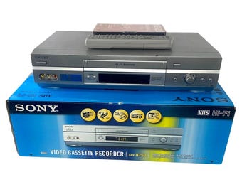 VTG 90s Sony SLV-N750 Magnétoscope Lecteur VHS avec télécommande Boîte d'origine Testé sur bande vierge