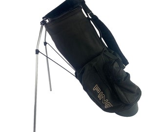 Vtg Ping Karsten Hoofer Golf Bag Black 4-Way Divider Carry Stand Double Strap