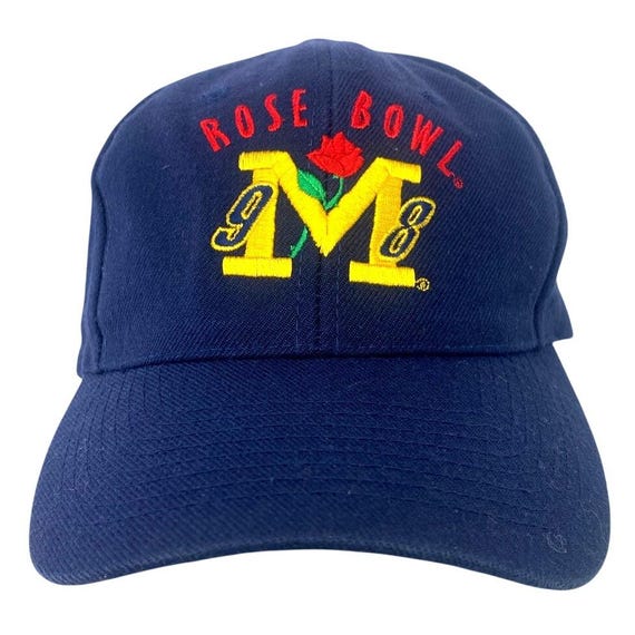 Vtg Michigan Wolverines Rose Bowl 1998 Blue Hat Football Snapback Cap Nissun