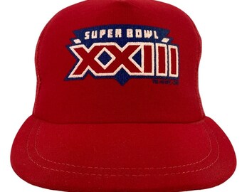 Vtg 1988 Super Bowl XXIII 23 Red Mesh Trucker Hat San Francisco 49ers Bengals