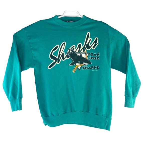 6-8years 90s Turquoise San José Sharks Hockey Hoodie Made in 