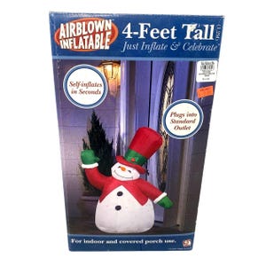 Vtg 2004 Gemmy Airblown Aufblasbare Weihnachtsschneemann 4 Fuß Groß Neue Offene Box
