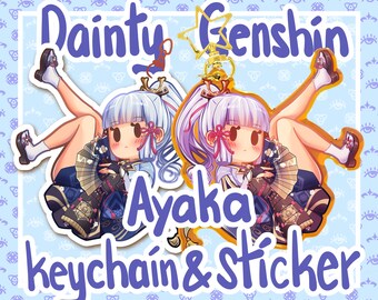 Dainty Genshin - Ayaka Rainbow Acrylic Keychain and Stickers