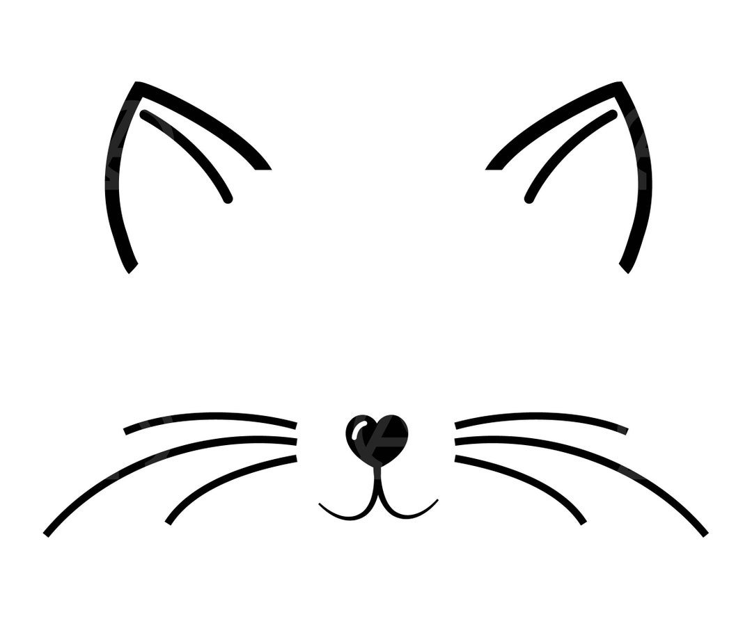 Cat Face Svg, Cat Face Cut File, Whiskers Svg, Cat Nose Svg, Cute Cat