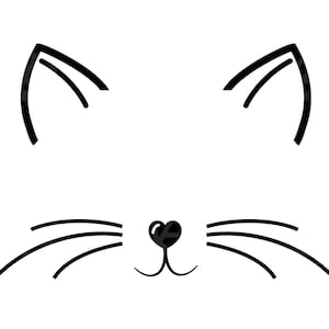 Kat gezicht Svg, kat gezicht gesneden bestand, snorharen Svg, kat neus Svg, schattige kat gezicht Svg, zwarte kat Svg, dierlijke Svg, verjaardag meisje silhouet, Cricut.