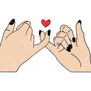 Pinky Promise Svg, Pinky Promise Cut File, Friendship Svg, Couple Hands Svg, Wedding, Best Friend, Love Svg, Bestie Svg, Vector, Stencil.