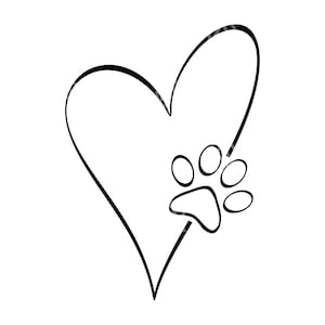 Huella de corazón de pata Svg, Amor de perro Svg, Amor de gato Svg, Memorial de mascota Svg, Mamá gato Svg, Mamá perro Svg, Mamá rescatada Svg, Clip Art de pata, Pata de animal Svg.