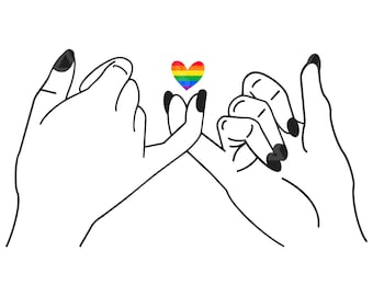 Pinky Promise Svg, Pinky Promise Cut File, LGBT Pride, LGBTQ, Rainbow Flag,Couple Hands Svg,  Friendship Svg, Wedding, Best Friend, Love Svg