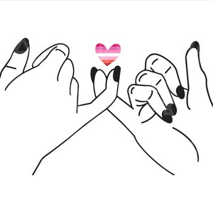 Pinky Promise Svg, Pinky Promise Cut File, Bandiera lesbica, Orgoglio LGBT, LGBTQ, Coppia mani Svg, Amicizia Svg, Matrimonio, Migliore amico, Amore Svg