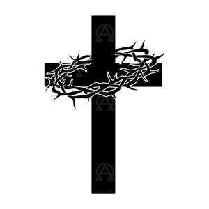 Coroa de Espinhos Cruz Svg, Arquivo de Corte Cruzado de Coroa de Espinhos, Jesus Cristo Svg, Páscoa Svg, Católico, Fé sobre o Medo, Silhueta, Estêncil.