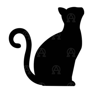 Gato Svg, arquivo de corte de gato, gato sentado fofo Svg, amante de gato, gato preto Svg, gato Png, clipart de vetor de gato, Cricut, adesivo, estêncil, silhueta.