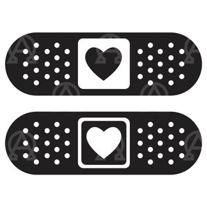 Bandaid  Heart Svg, Bandaid Cut File, Bandage Svg, Bandaid Silhouette, Bandaid Clipart, Bandage Cut File, Medical Bandage Svg, Plaster Svg.