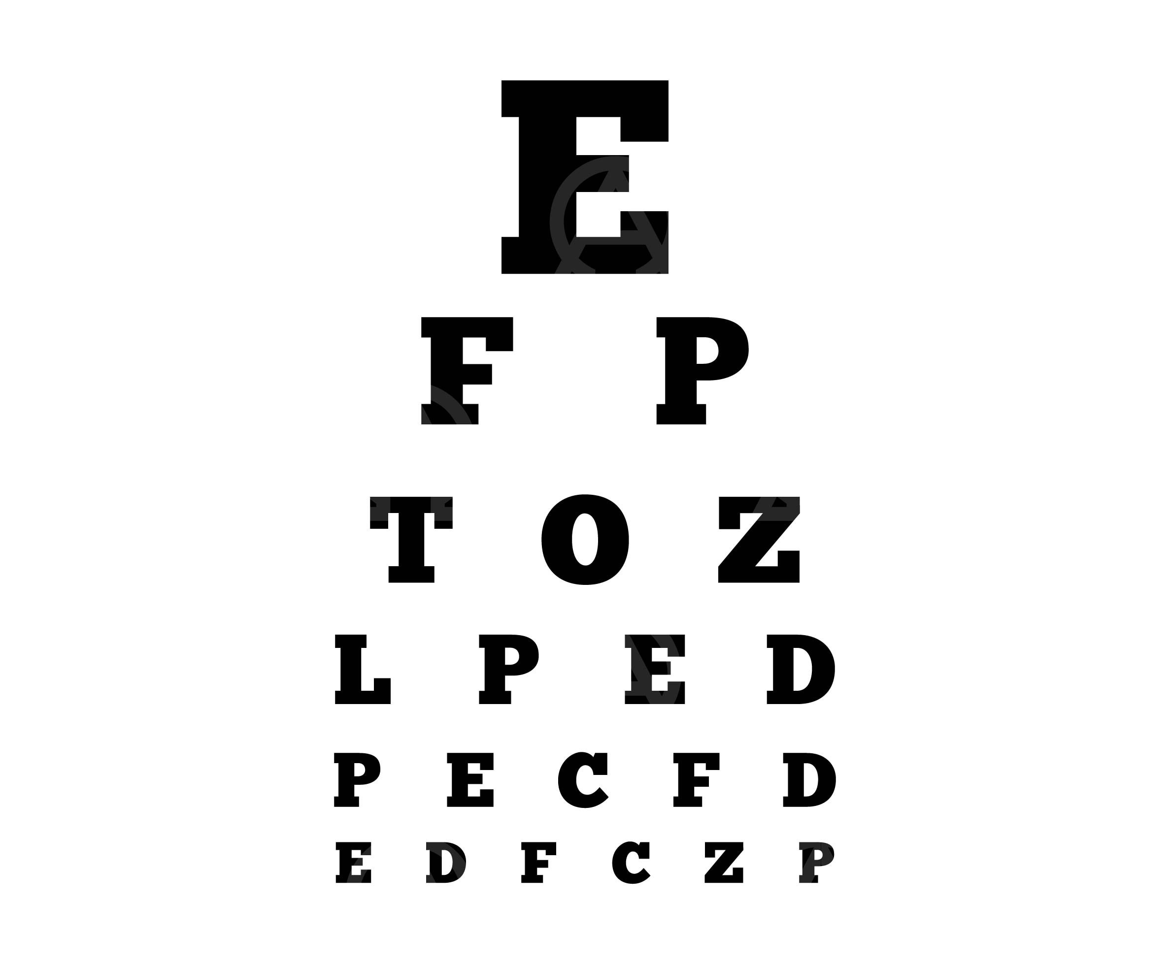 Eye Chart Svg, Eye Test Chart for Office Svg, Vision Test Svg, Eye