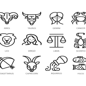 Sternzeichen SVG, 12 Sternzeichen Symbole, Sternzeichen geschnitten Datei, Horoskop Astrologie Bundle SVG, Sternzeichen Silhouette, Schablone, Clipart, Png.