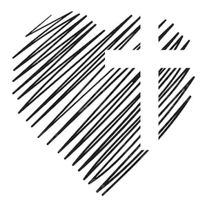 Herz und Kreuz SVG, Scribble Herz und christliche Cross Cut Datei, Jesus Christus svg, Liebe Kreuz svg, Ostern svg, katholisch, Glaube über Angst.